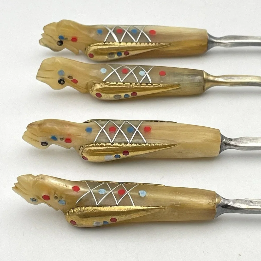 Vintage 1950s Alfred Haddad Jezzine Lebanon Bird Horn Handle 5